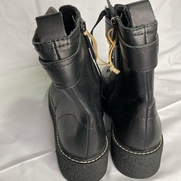 Zara Leather Military Combat Boots Black Size 40-9 - Picture 2 of 5